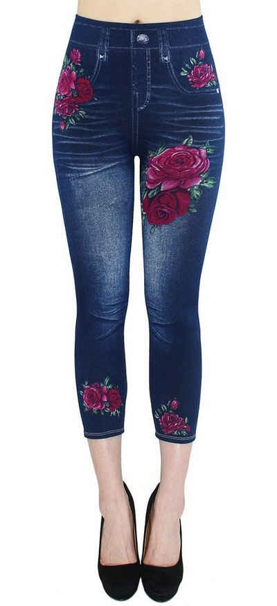dy_mode 7/8-Jeggings Damen Capri Jeggings 7/8 Leggings Jeans Optik Sommer Jeggins mit elastischem Bund