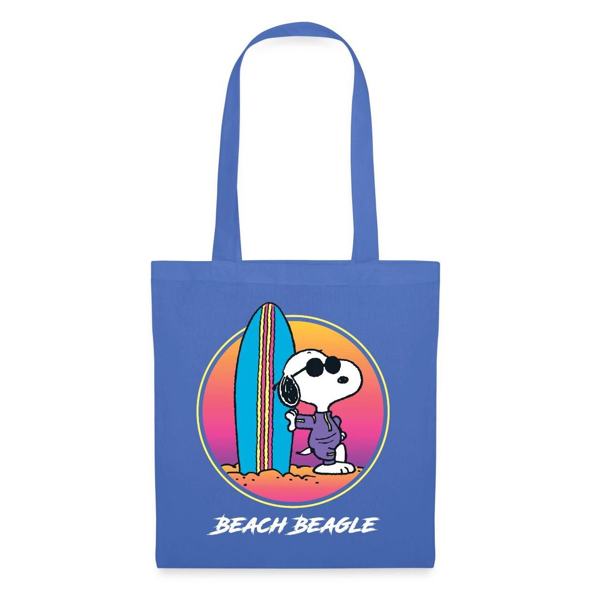 Spreadshirt Henkeltasche Peanuts Snoopy Cool Surfen Strand Urlaub Stoffbeutel (1-tlg)