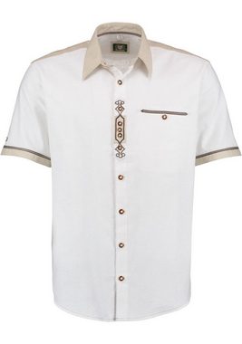 OS-Trachten Trachtenhemd Wimmidu Kurzarmhemd mit Paspeltasche, Stickerei auf der Knopfleiste