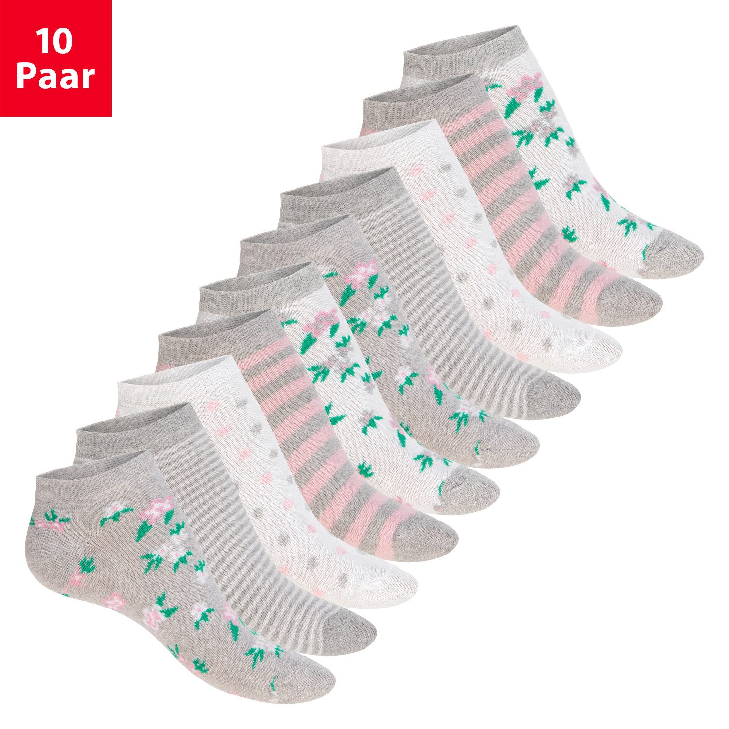 celodoro Sneakersocken Eco Sneaker Socken Damen (10 Paar) aus regenerativer Baumwolle