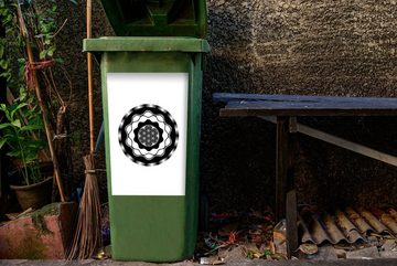 MuchoWow Wandsticker Illustration eines schwarz-weißen Mandalas mit Wellen (1 St), Mülleimer-aufkleber, Mülltonne, Sticker, Container, Abfalbehälter