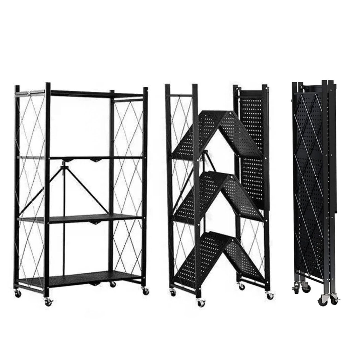 FOXSPORT Standregal mit Rollen, 1er-Packung, Komplett-Set, Traglast von 20 kg pro Ebene, mit 5 Ablagen, Schwerlastregal, Küchenregal, 72x37x163cm
