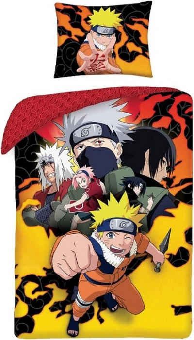 Bettwäsche Naruto Wende Bettwäsche Set Kakashi Sasuke Sakura Kopfkissen Bettdecke, Naruto, Renforcé, 2 teilig, 100% Baumwolle