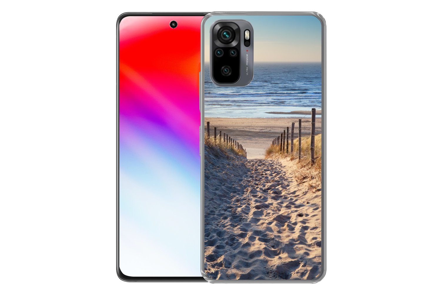MuchoWow Handyhülle für Xiaomi Redmi Note 10S Strand - Meer - Niederlande - Dünen - Sonne, Phone Case, Silikon, Schutzhülle Dünn