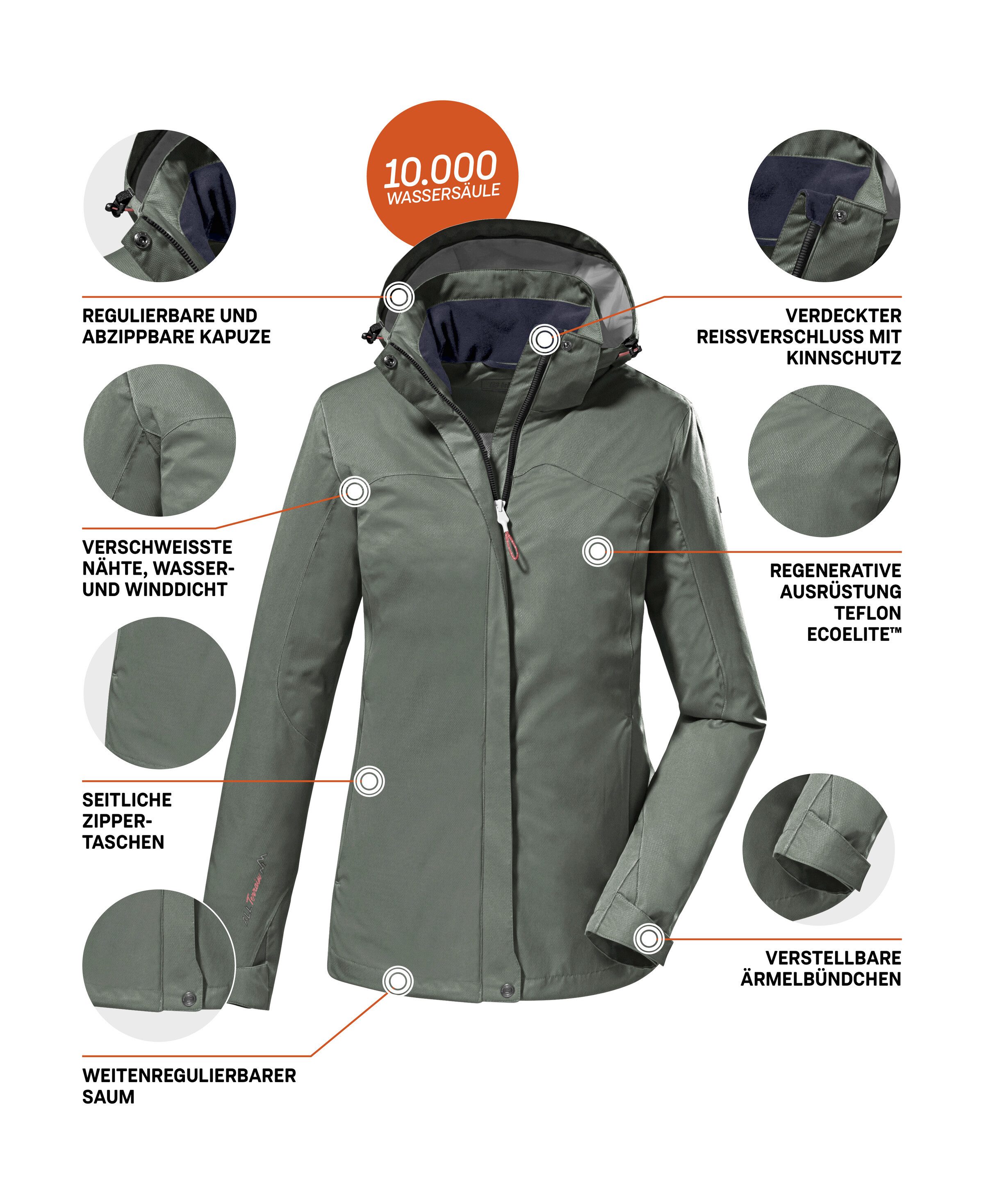 Killtec Funktionsjacke KOS 133 WMN JCKT Wasser- und winddichte Damenjacke mit abnehmbarer Kapuze – Bild 5 von 5