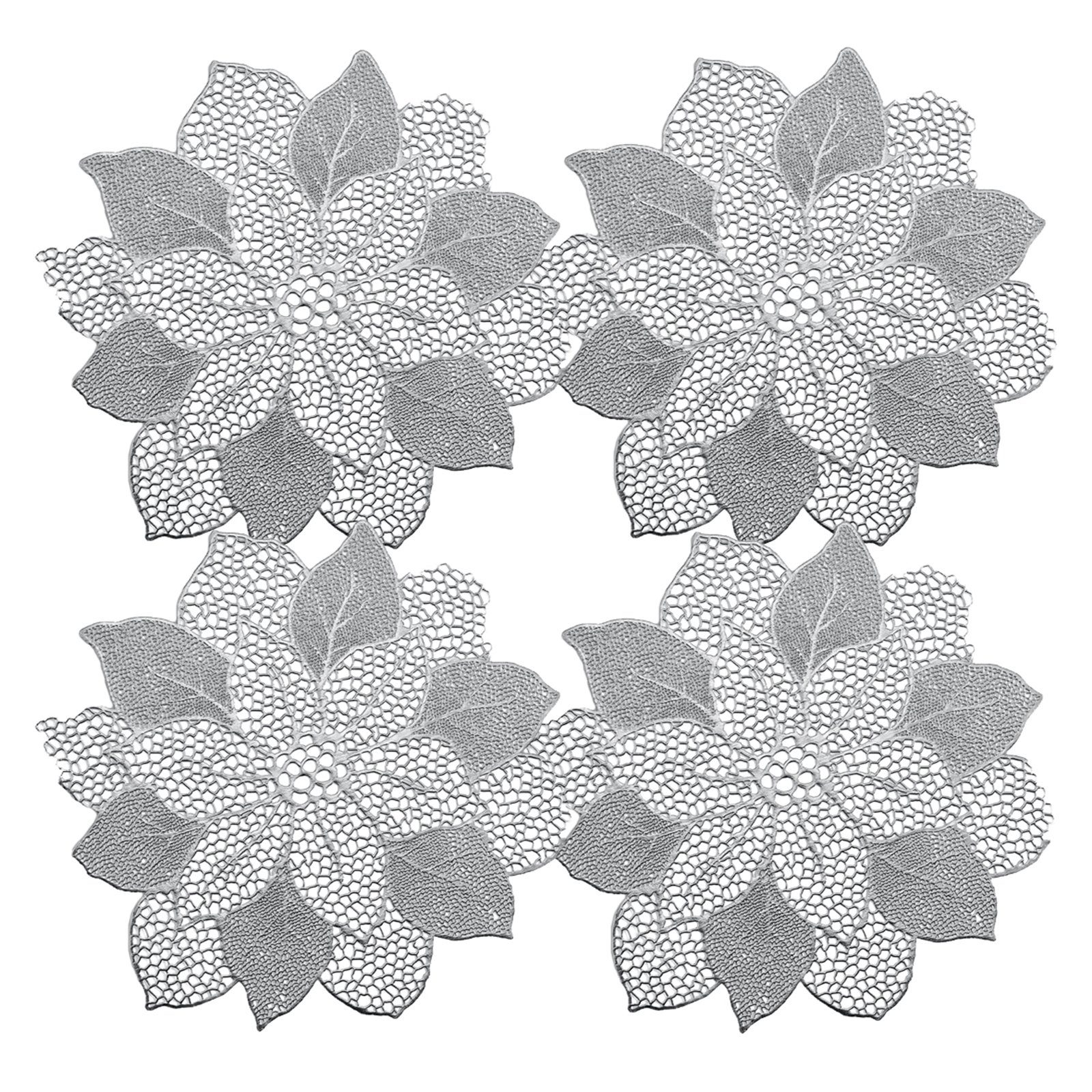 Platzset, Platzset, 4 Stück Metallic Flower, Neuetischkultur, (4-St) Silber