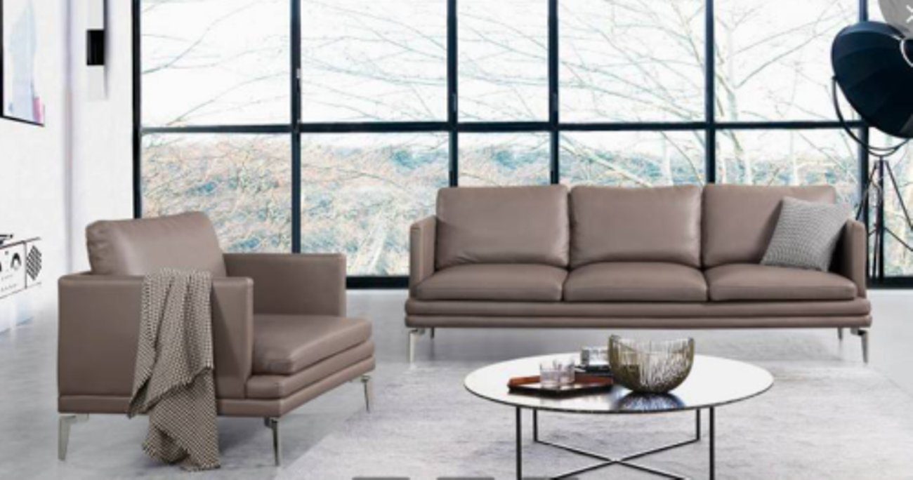 JVmoebel Wohnzimmer-Set, Luxus Designer Sitz Leder Garnitur Sofa Polster Set 3+2 Couch Neu