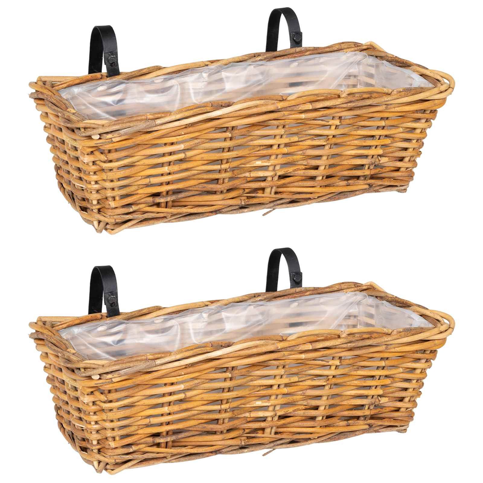vidaXL Aufbewahrungskorb Hängender Blumentopf Korb 2 Stk. Naturbraun 48 x 22 x 15 cm (2 St)