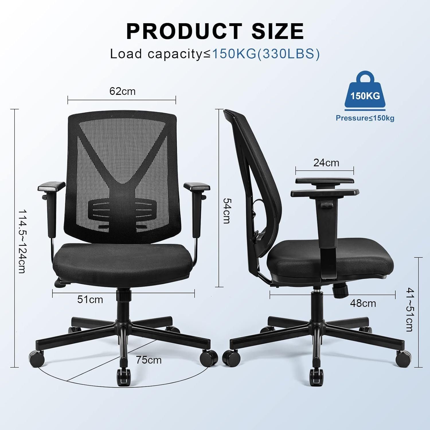 Sitz Bürostuhl, und Netz-Schreibtischstuhl hoher BASETBL Lordosenstütze mit Rückenlehne