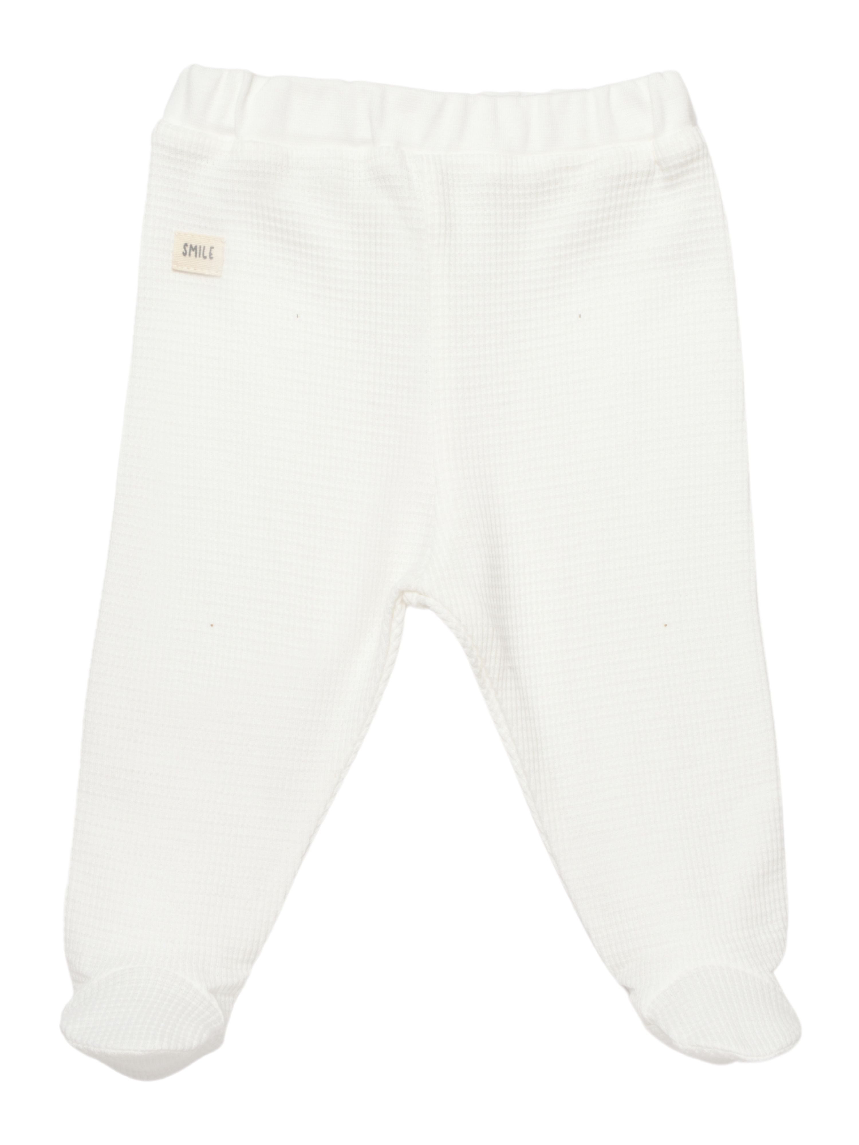 biorganic Funktionshose Baby Waffle Smile für Jungen und Mädchen Unisex Hose mit Fuß (1-tlg) Waffelmuster, Bio-Baumwolle, Größe 56- 74