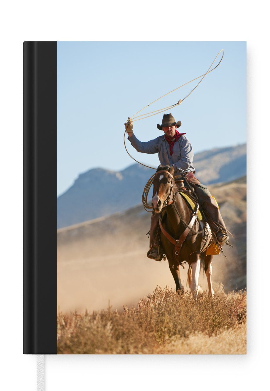MuchoWow Notizbuch Ein Cowboy mit einem Lasso, Journal, Merkzettel, Tagebuch, Notizheft, A5, 98 Seiten, Haushaltsbuch