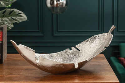 riess-ambiente Dekoschale SILVER LEAF 62cm silber (Einzelartikel, 1 St), Esszimmer · Metall · Blatt Design · Handarbeit · Obst · Wohnzimmer