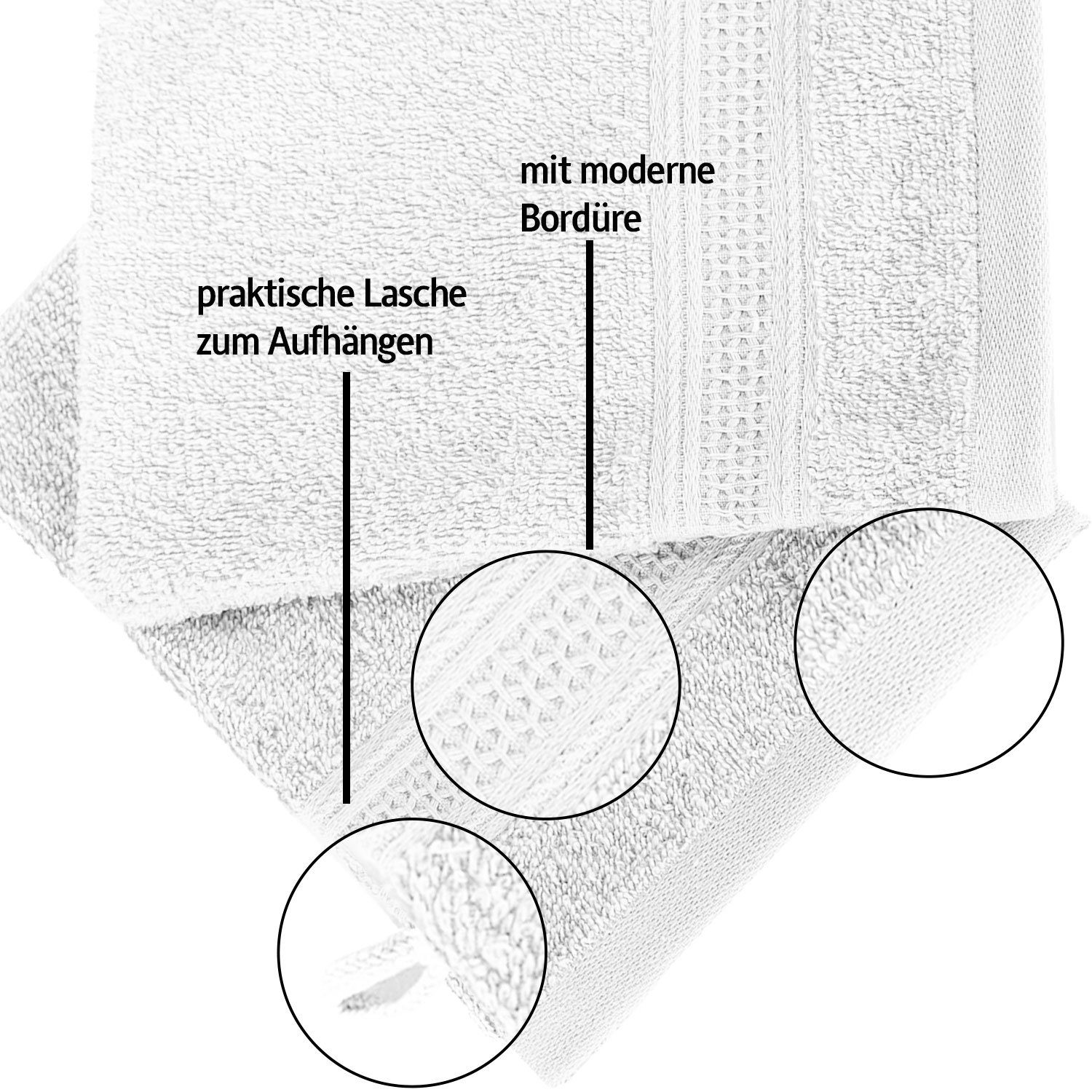 Leich, Frottee, Baumwolle 100% 2-tlg., cm), aus Komfortec (Packung, Waschhandschuhe 16x21 Seiftuch Weich, Set Schnelltrocknend Weiß