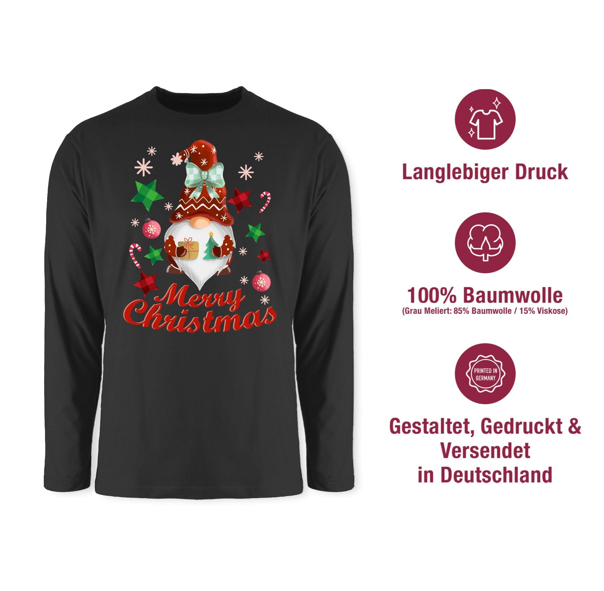 Shirtracer Rundhalsshirt Weihnachtlicher Wichtel I Weihnachtsmotiv I Merry Christmas Wichtelmot Weihachten Kleidung