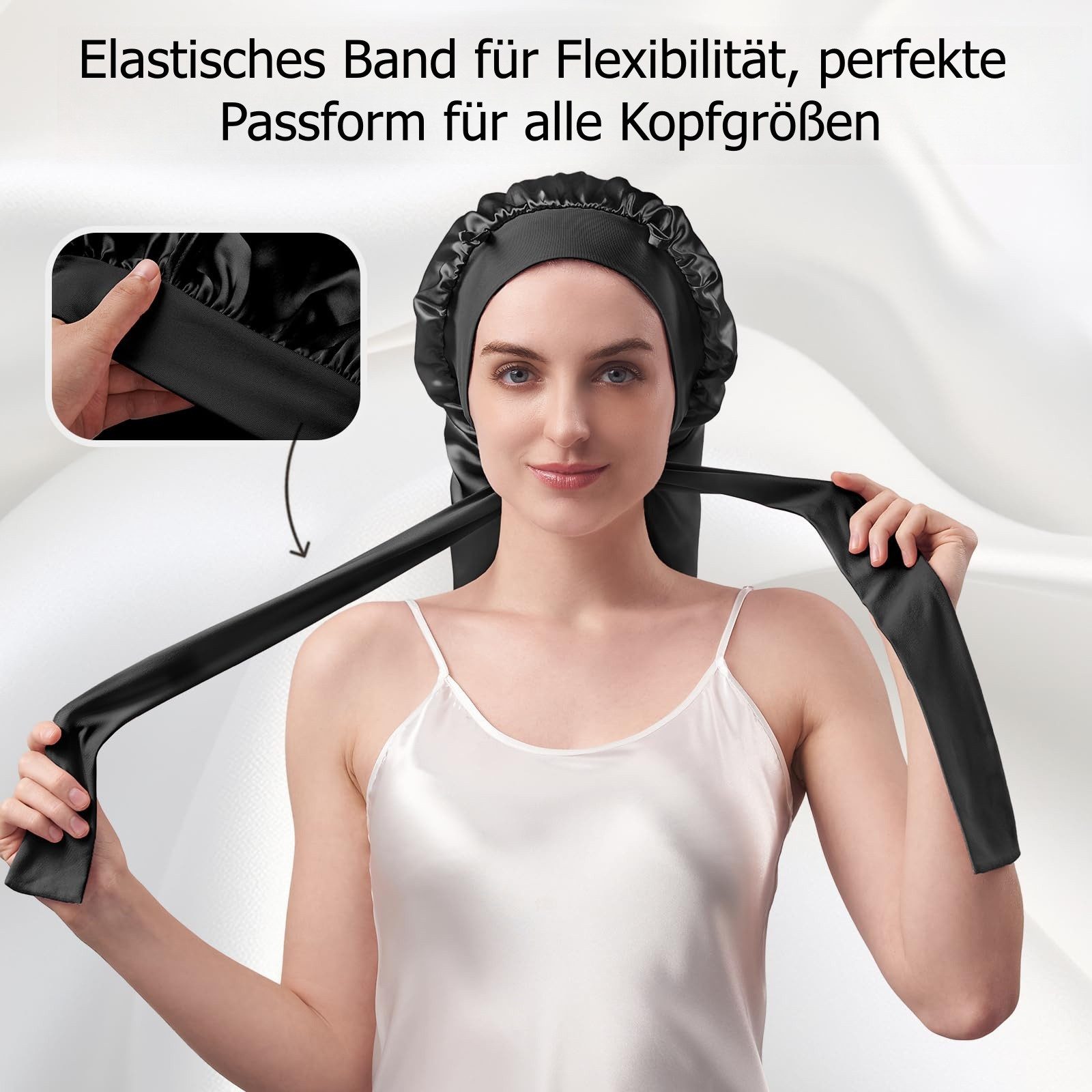 FOUORTUNATE-BEE Duschhaube Damen Schlafhaube mit langem Band – Verstellbare günstig online kaufen