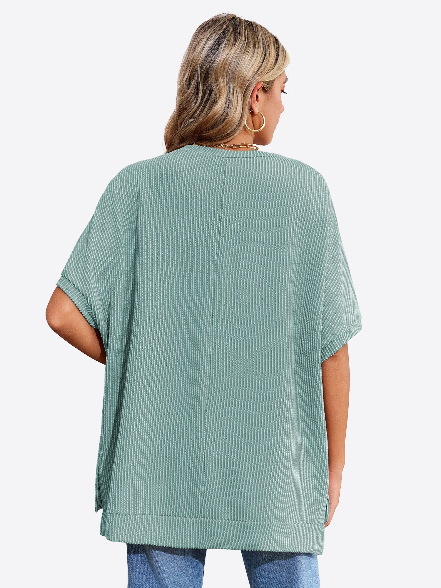Imily Bela T-Shirt Damen Oversized Fledermausärmel Top Gerippt Loose (Packu günstig online kaufen