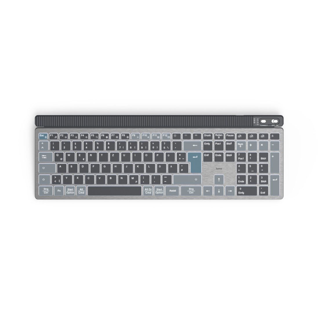 Hama Tastatur WK-750 (kabellos, beleuchtet, QUERTZ, Multi-Device) Tastatur