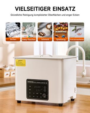 CREWORKS Ultraschallreiniger 10L Ultraschallreinigungsgerät PRO inkl.Korb Entgas