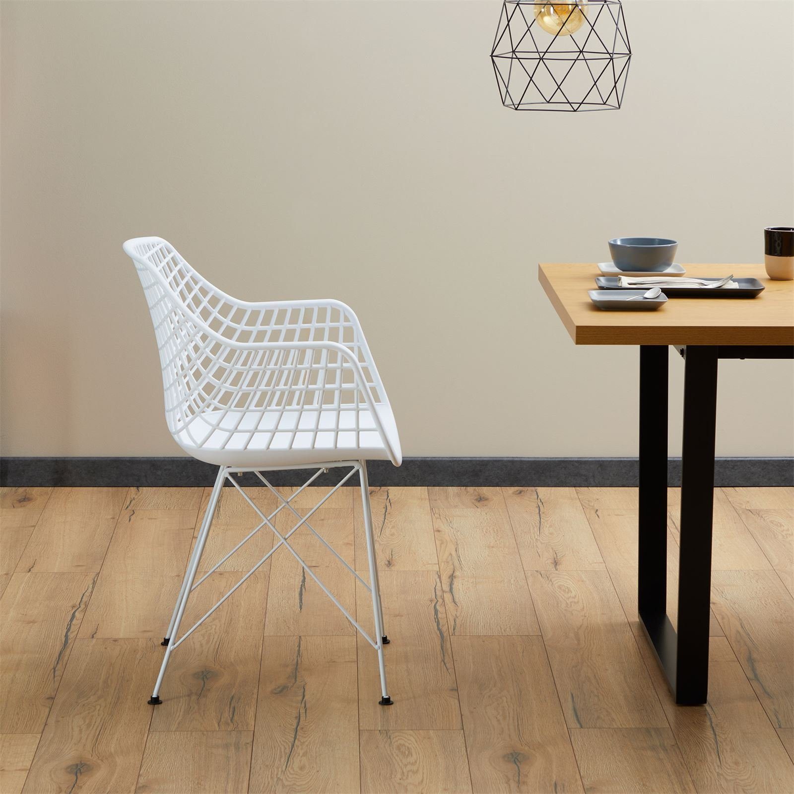 Esszimmerstuhl Design (4 IDIMEX Kunst weiß/weiß Esszimmer ALICANTE Küchenstuhl St), 4er Retro Esszimmerstuhl Stühle Set