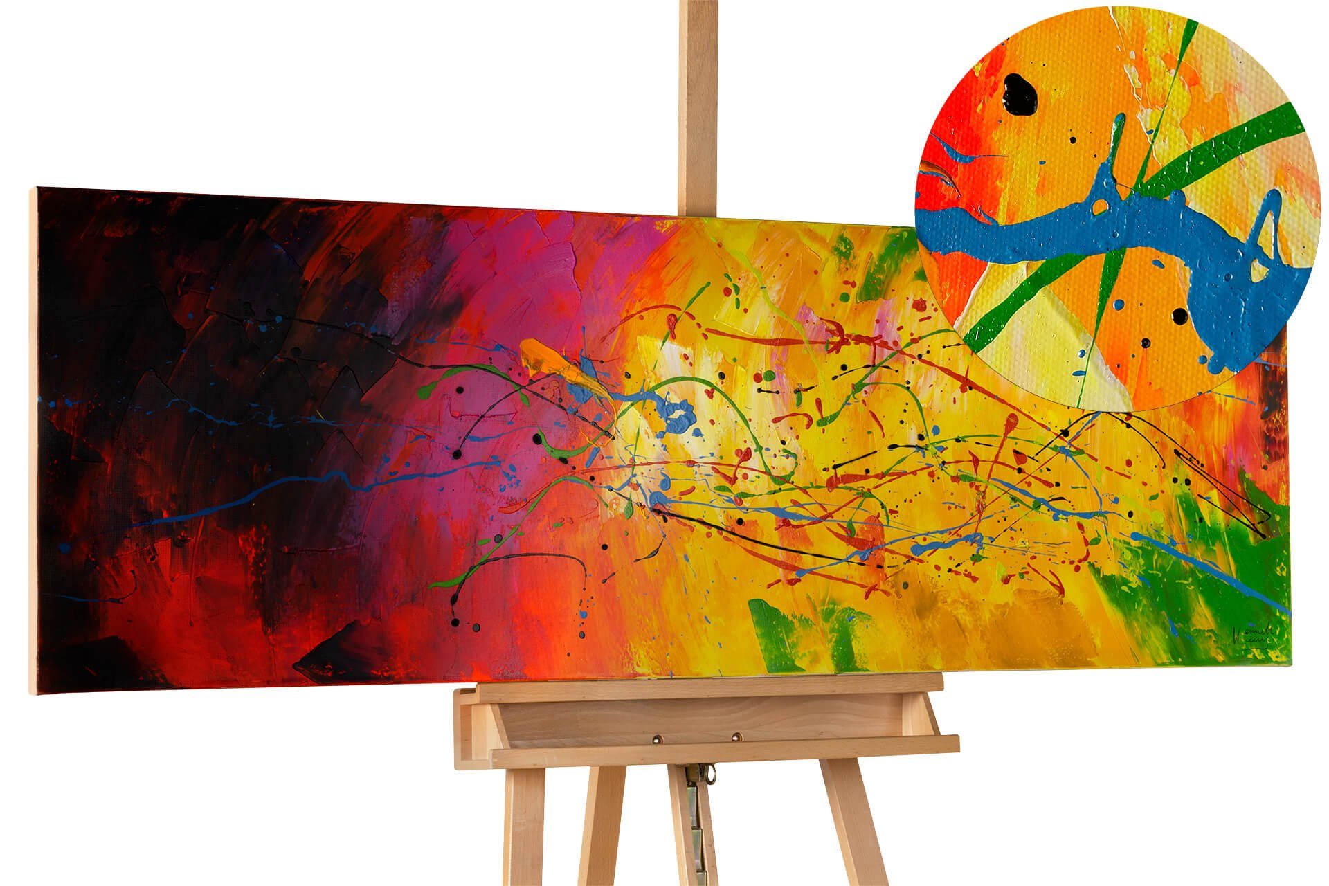 KUNSTLOFT Gemälde Lucid Dream 150x50 cm, Leinwandbild 100% HANDGEMALT Wandbild Wohnzimmer