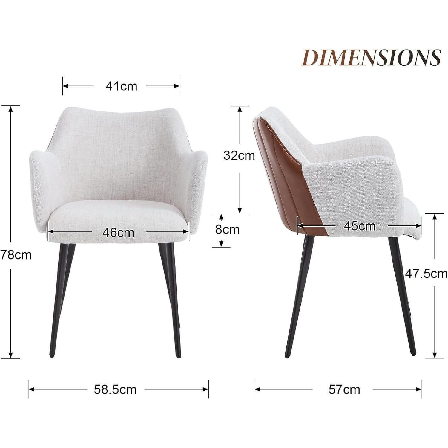 LuxusKollektion Esszimmerstuhl Esszimmerstühle 2er Set Küchenstühle PU Leder Leinen Beige leinen