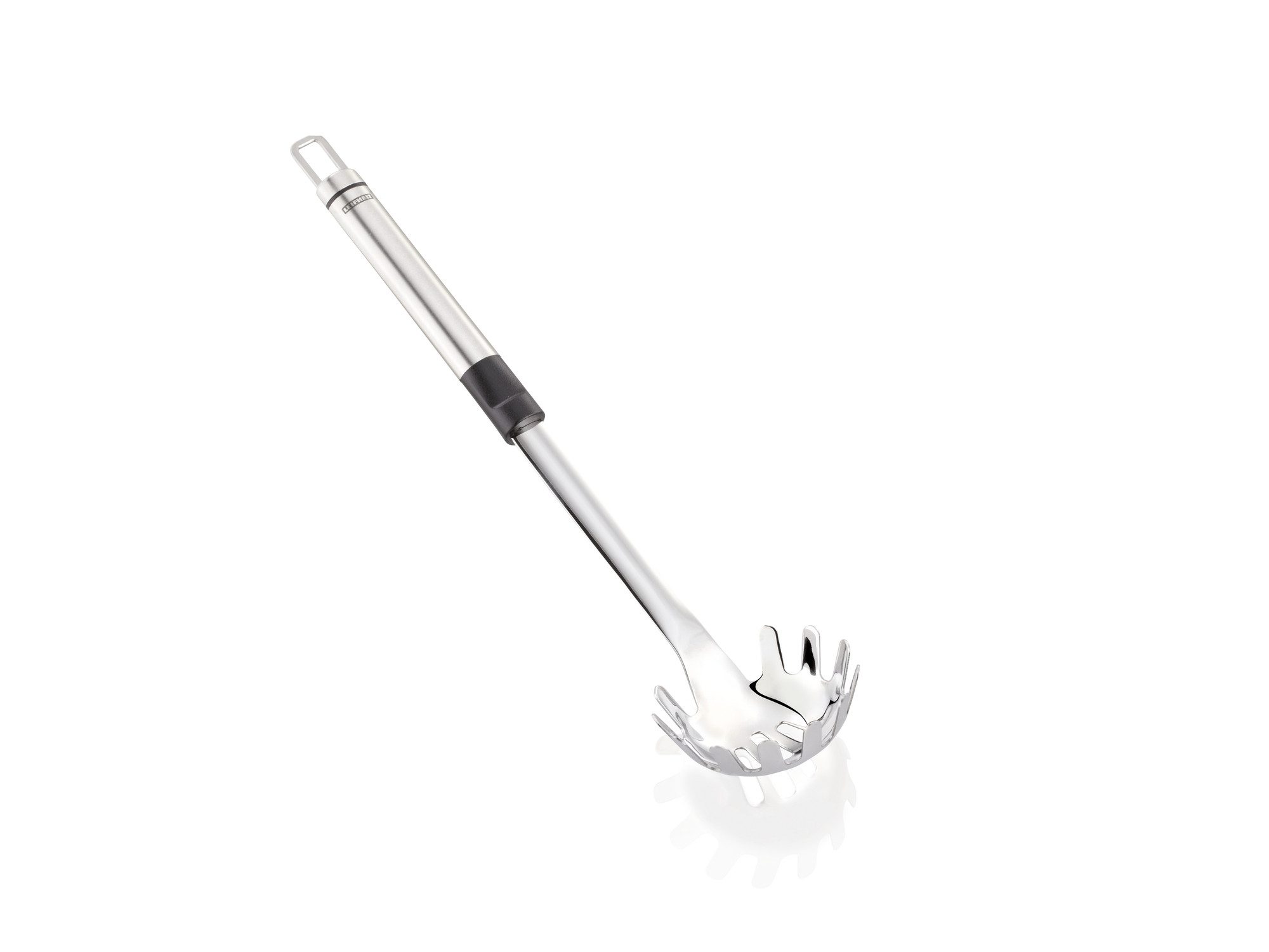 Leifheit Servierlöffel Spaghettilöffel Edelstahl, Edelstahl und Kunststoff, ovale Griffform, Aufhängeöse, hochwertig