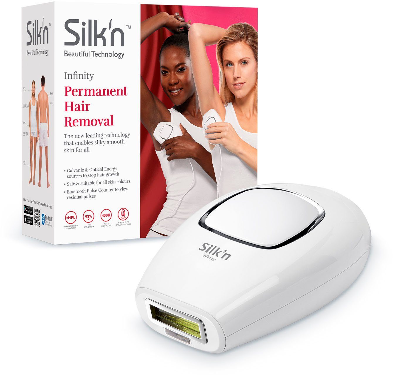 Silk'n HPL-Haarentferner Silk`n Infinity, Haarfarben für Haut- Lichtimpulse, alle und 400.000 geeignet