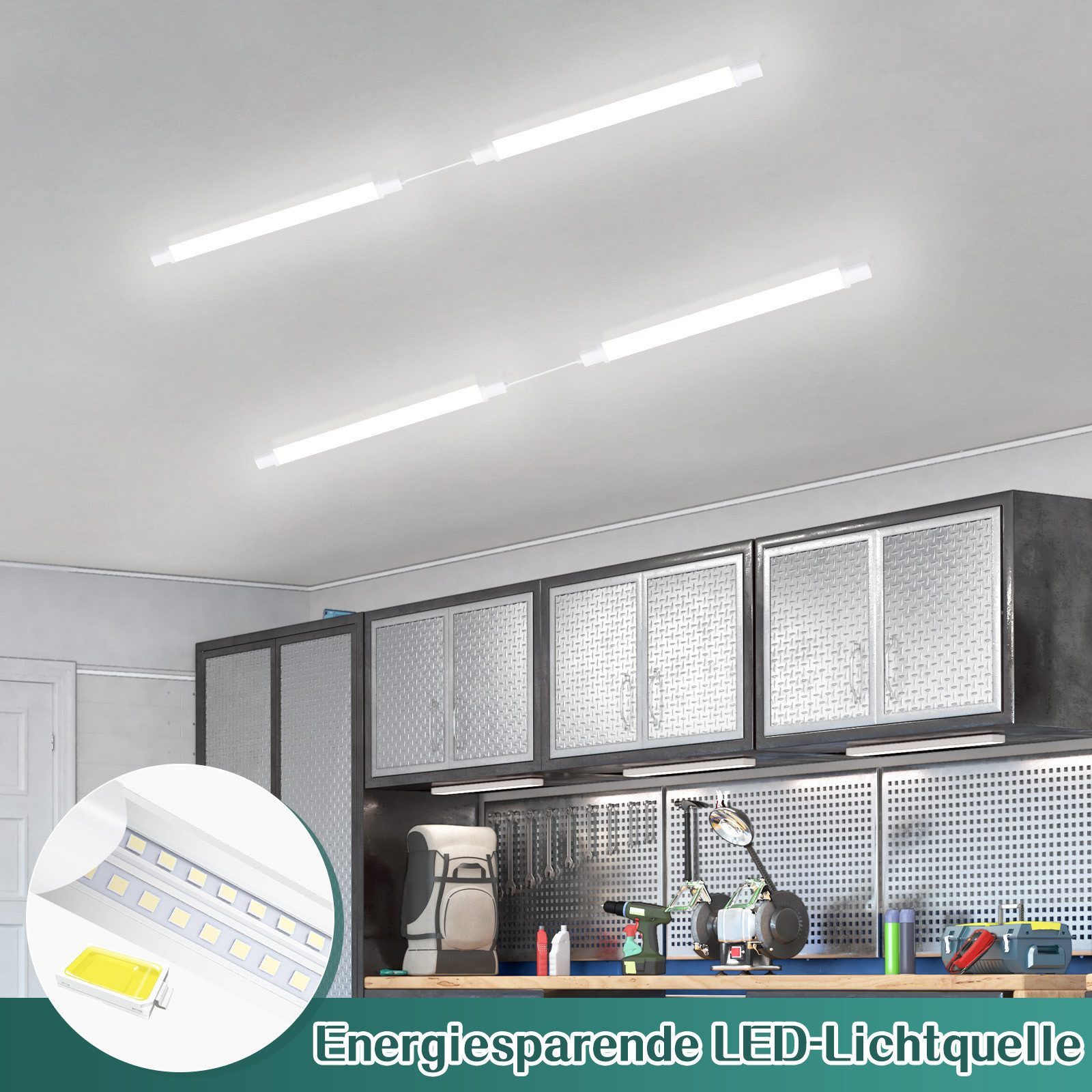 Nettlife Deckenleuchte LED Außenleuchte 90CM Led Röhre 24W Kellerlampe 5000K, LED fest integriert – Bild 2 von 5