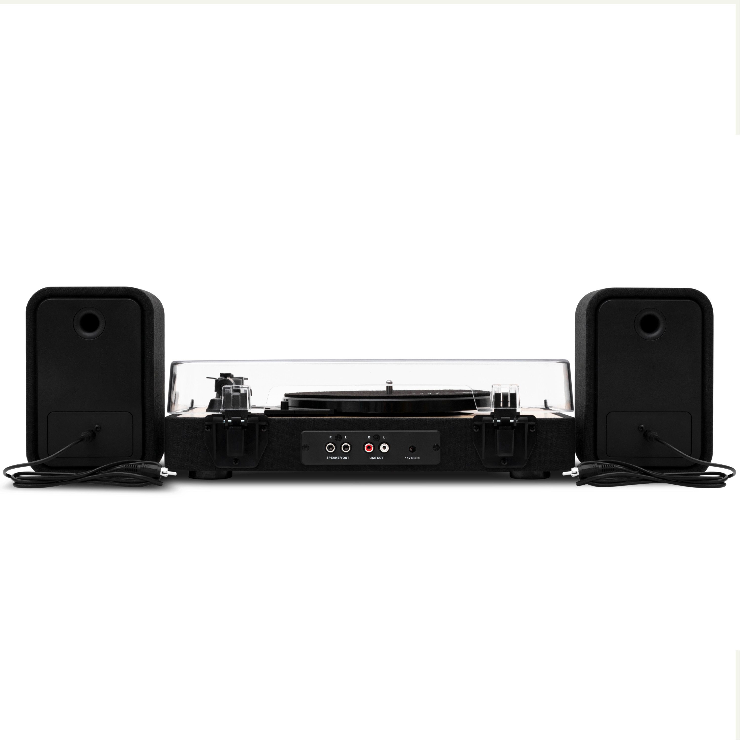 House of Marley Marley EM-JT304-SB Revolution Bluetooth Turntable + Lautsprecher Plattenspieler (Riemenantrieb, Bluetooth®, inkl. 2 Lautsprecher, Audio-Technica Tonabnehmer & 3 Geschwindigkeiten)