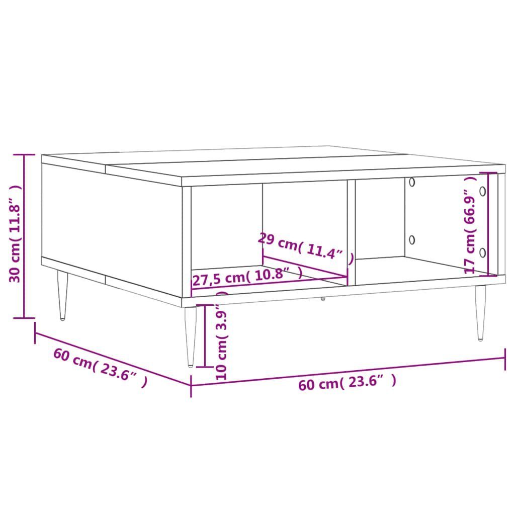 Sonoma Couchtisch Holzwerkstoff Sonoma 60x60x30 | Sonoma (1-St) Grau Grau vidaXL cm Couchtisch Grau