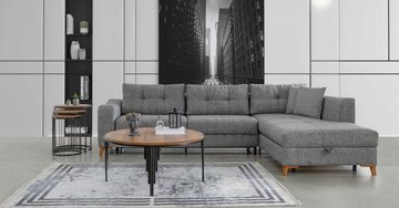 JVmoebel Ecksofa Graues L-Form Ecksofa Wohnzimmer Sofas Luxus Couchen Holzmöbel, 2 Teile, Made in Europa