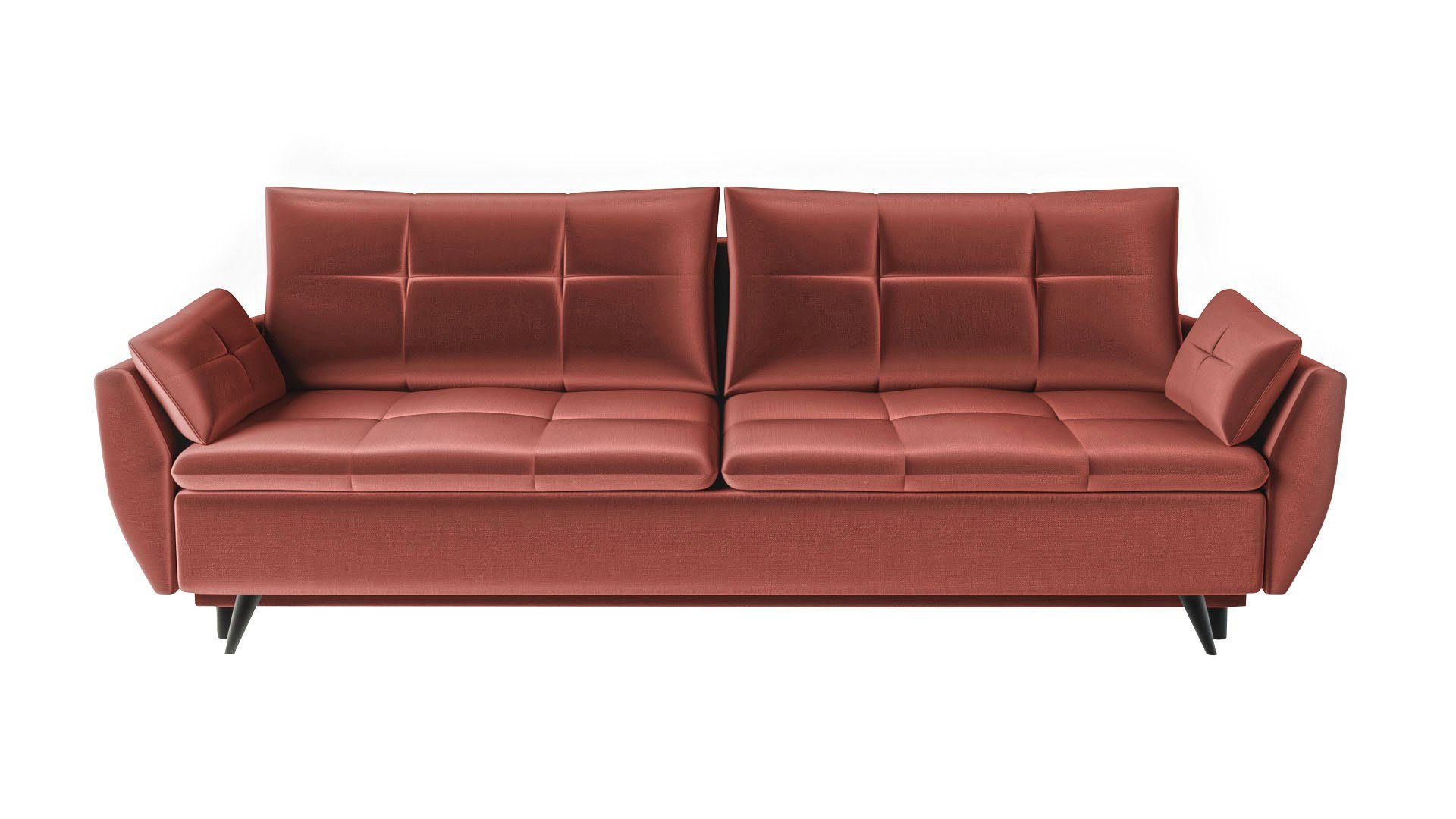 Siblo 3-Sitzer Modernes Dreisitzer Sofa Britta 3 mit Schlaffunktion - Bettzeugbehälter - 3-Sitzer Sofa Rot