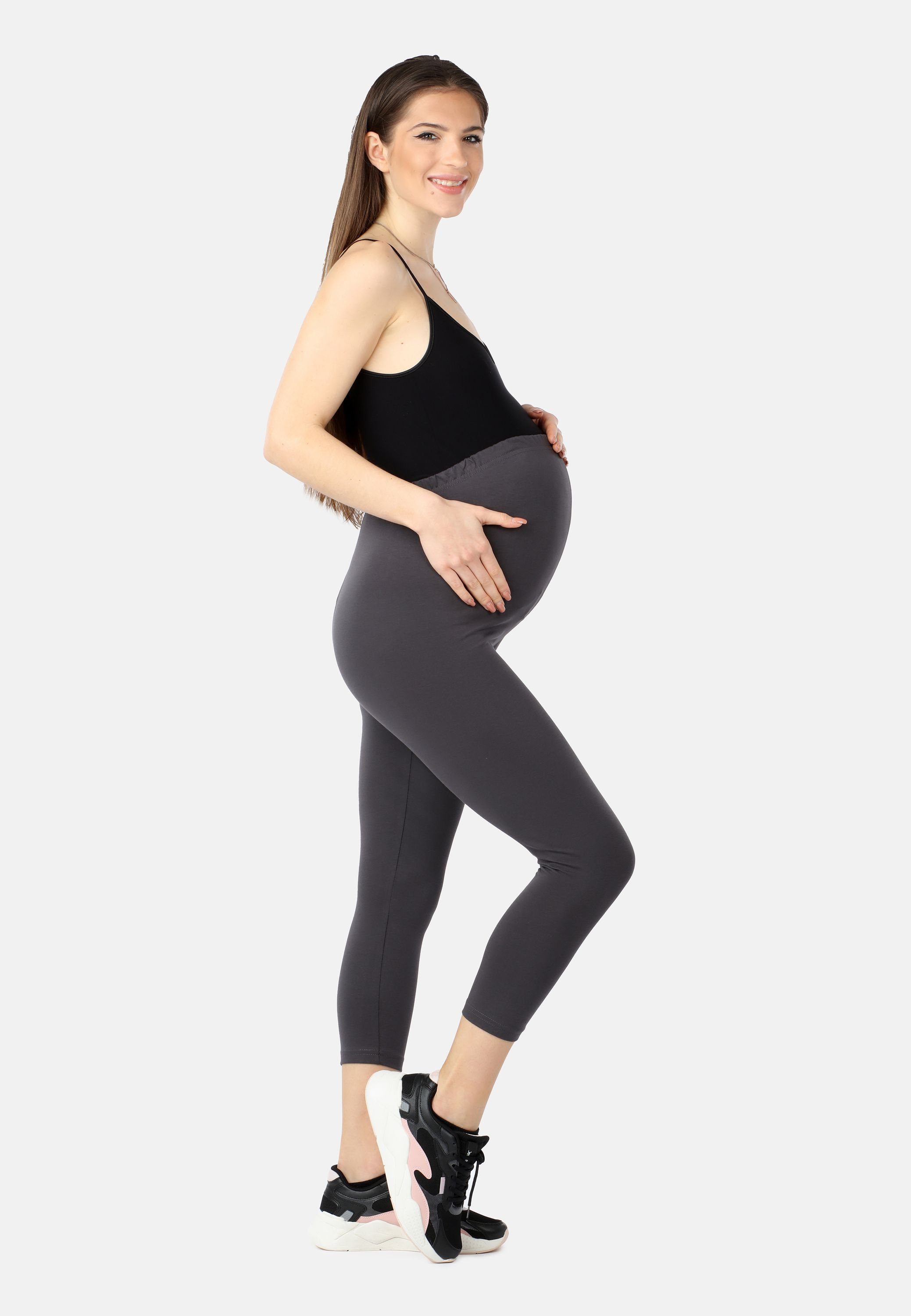 Be Mammy Umstandsleggings Damen 3/4 Umstandsleggings aus Bio-Baumwolle BE20-284 (1-tlg) elastischer Bund
