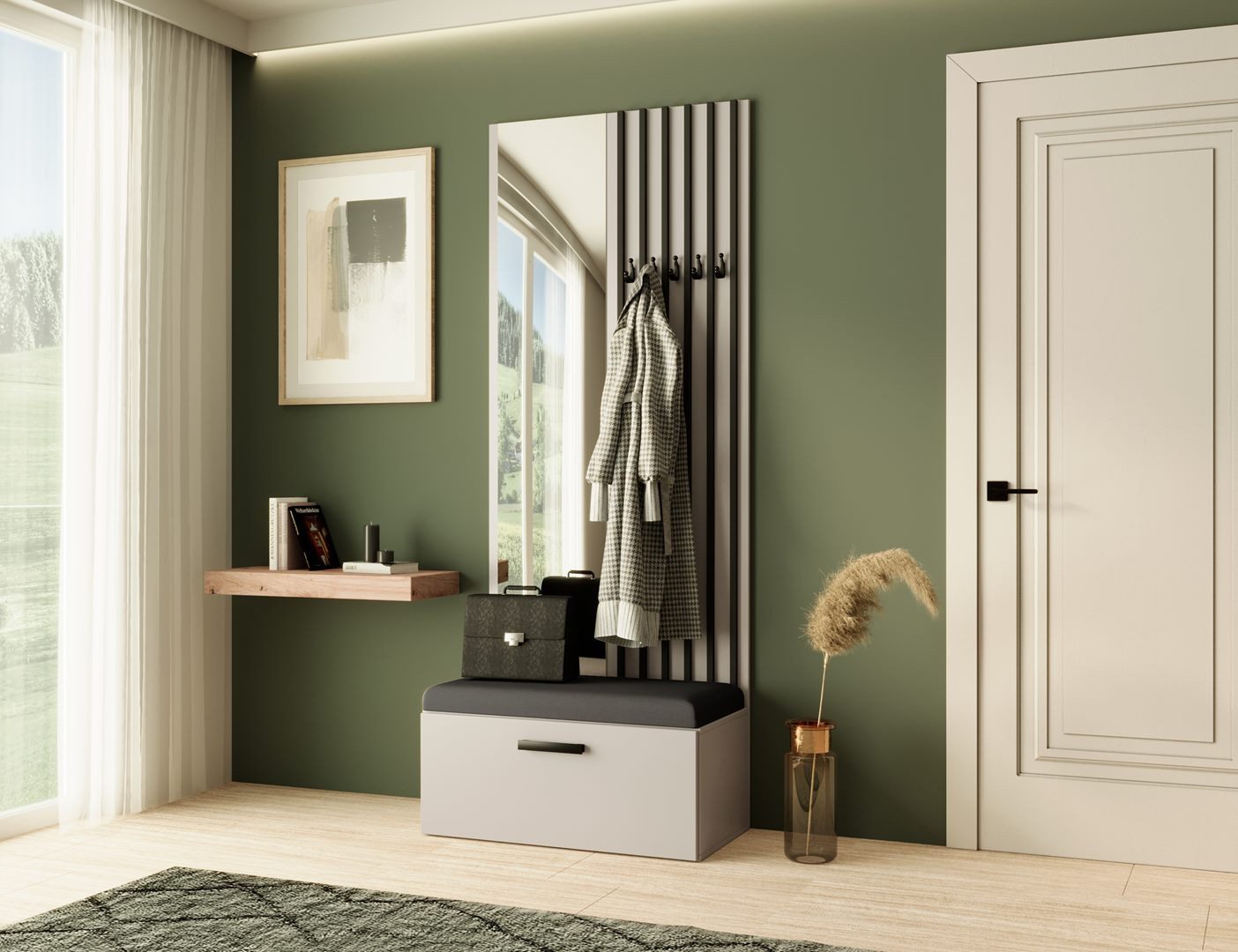 Beautysofa Garderobenschrank mit Lamellen, Spiegel und günstig online kaufen
