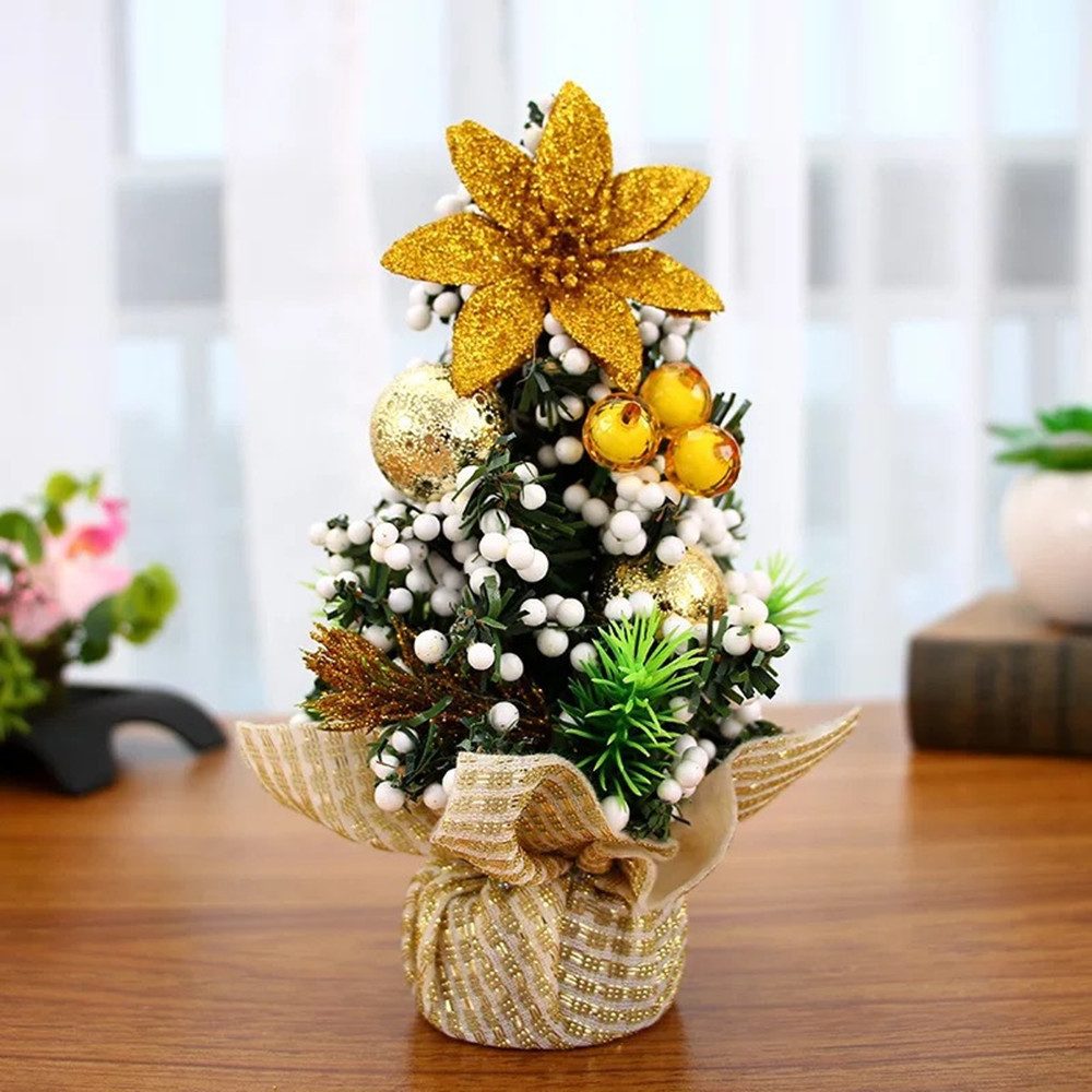 XDeer Künstlicher Weihnachtsbaum 2 Stück Mini Weihnachtsbaum 20cm,Weihnachtsbaum künstlich klein, Mini Weihnachts Baum mit Dekorationen