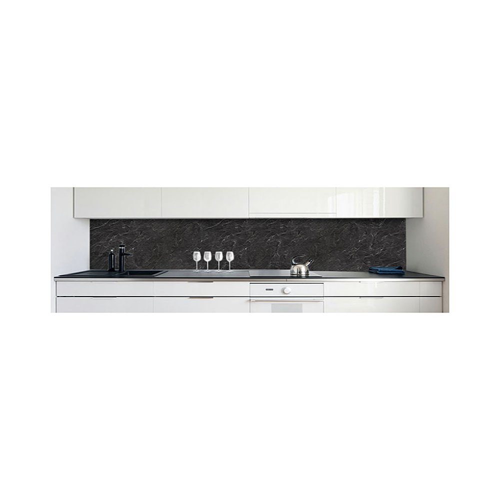 DRUCK-EXPERT Küchenrückwand Küchenrückwand Schiefer 0,4 Hart-PVC Premium Schwarz selbstklebend mm