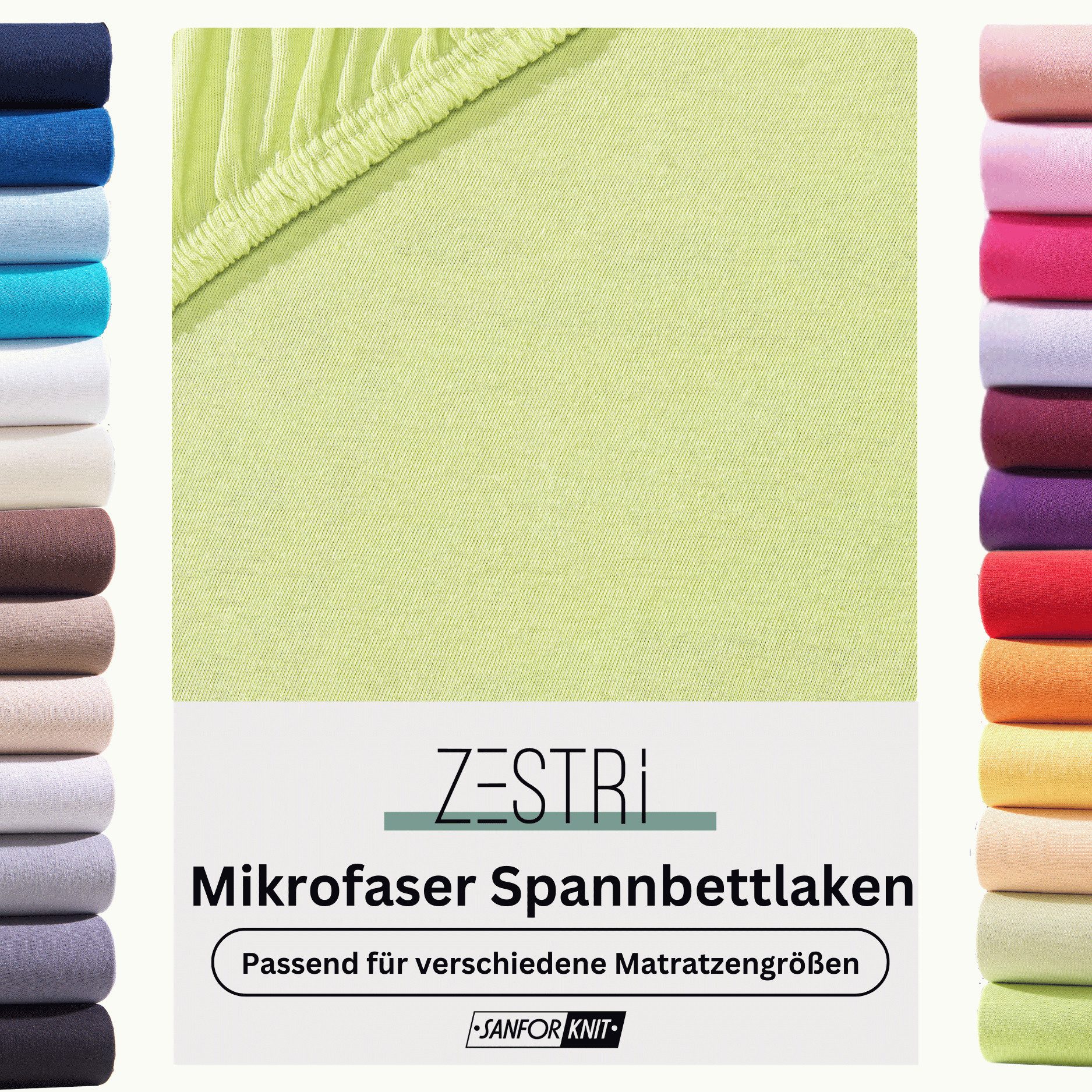 Zestri Spannbettlaken aus Microfaser mit Rundumgummizug, Gummizug: rundum, Spannbetttuch für normale Matratzen, Boxspringbett, Wasserbett