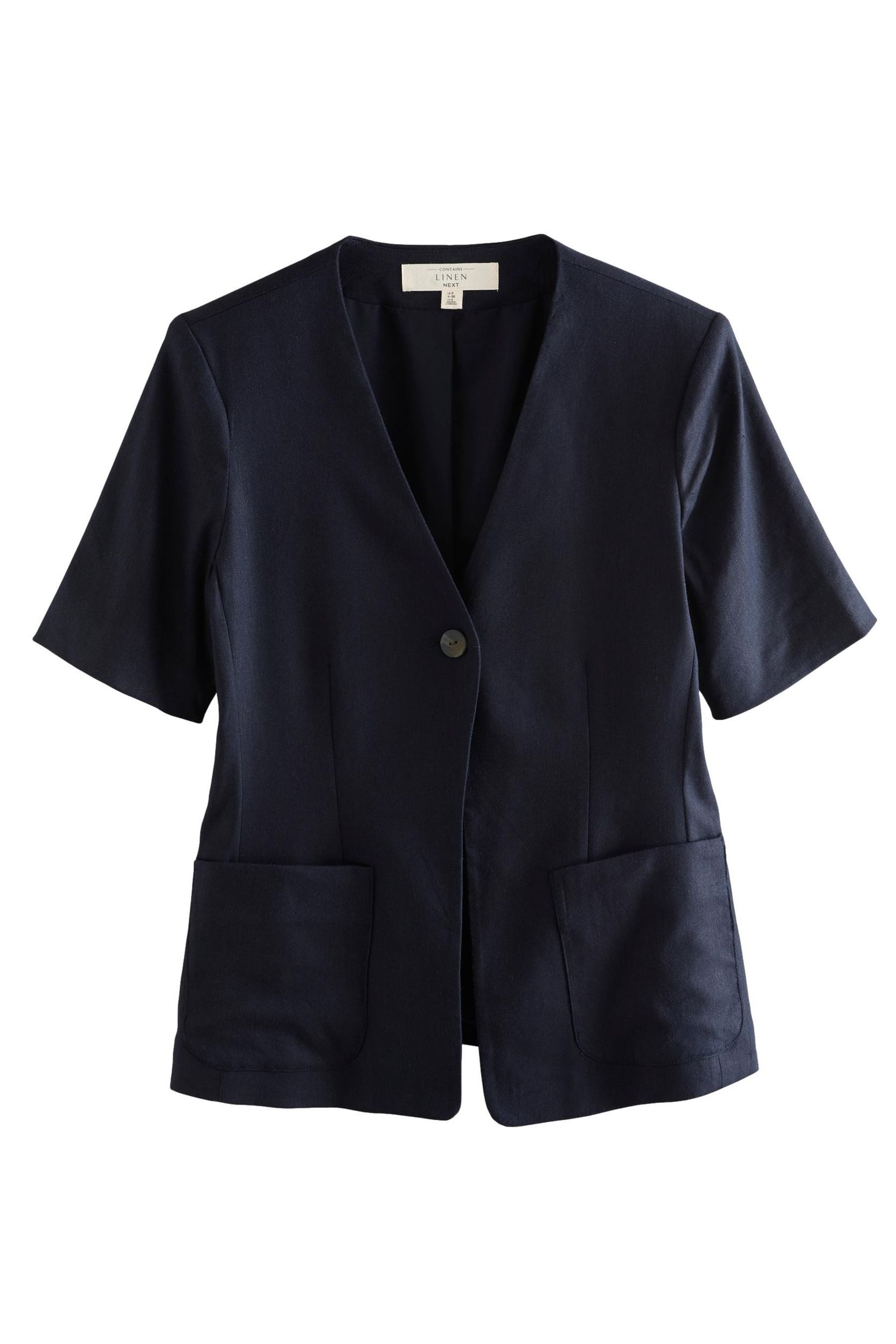 Next Jackenblazer Kurzarm-Jacke mit Leinenanteil, Kurzgröße (1-tlg)