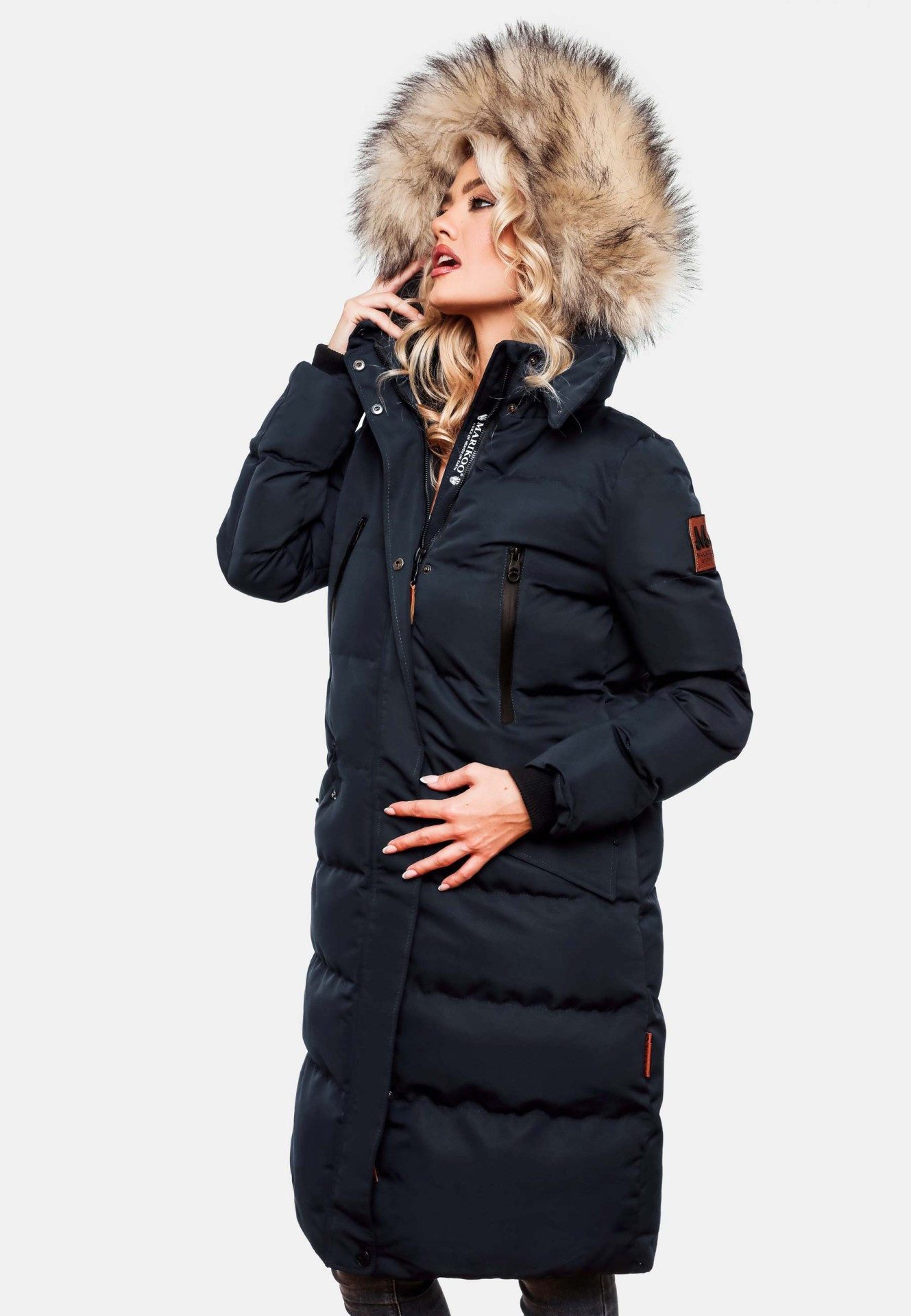 Marikoo Schneejacke Marikoo Schneesternchen Damen Winter Steppjacke B890 langer Parka mit abnehmbarer Kapuze – Bild 3 von 5