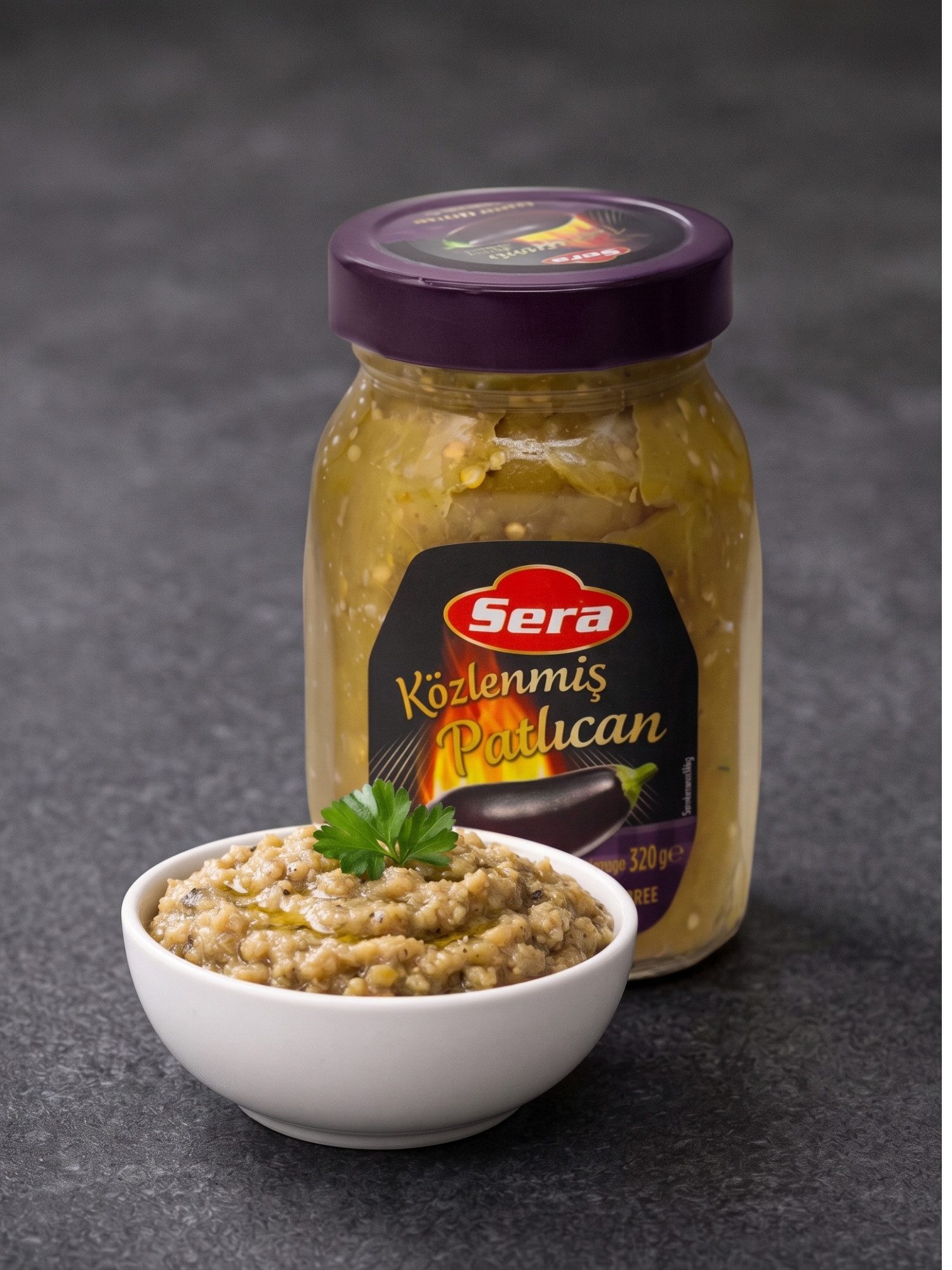 SERA FOOD Gemüsekonserve Geröstete Auberginen – Traditionell über offenem Feuer geröstet, 1 x, Vegan, Vegetarisch, Ohne Farbstoffzusatz, Ohne Konservierungsstoffe