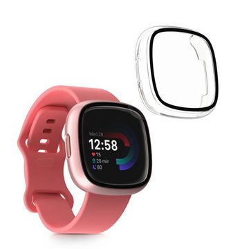 kwmobile Smartwatch-Hülle 2x Hülle für Fitbit Versa 4 / Sense 2, Fullbody Fitnesstracker Glas Cover Case Schutzhülle Set