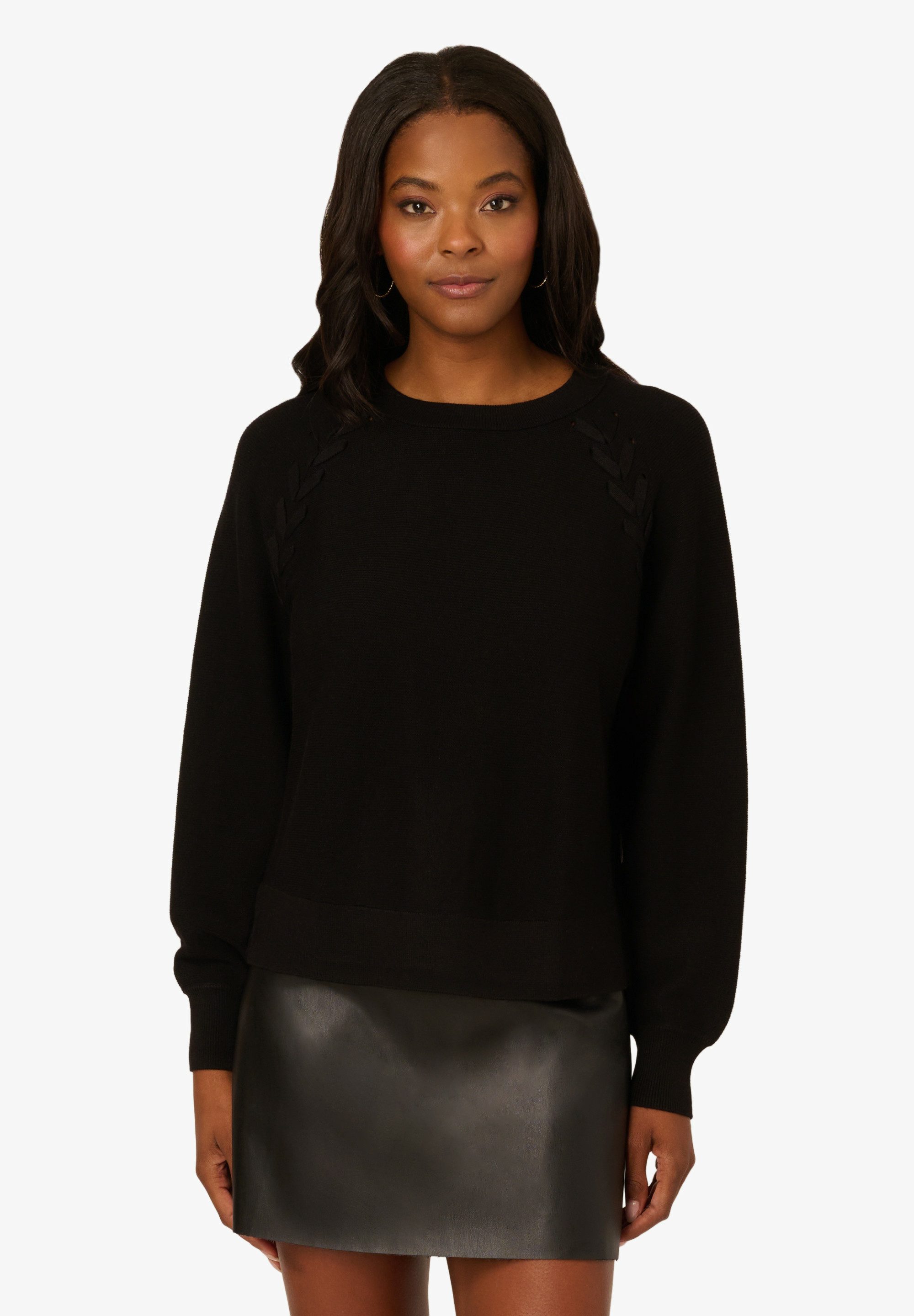 Adrianna Papell Strickpullover Crew Neck Long Sleeve Пуловеры Sweater with Lace Up Detail Elegant, zeitlos, stilvoll