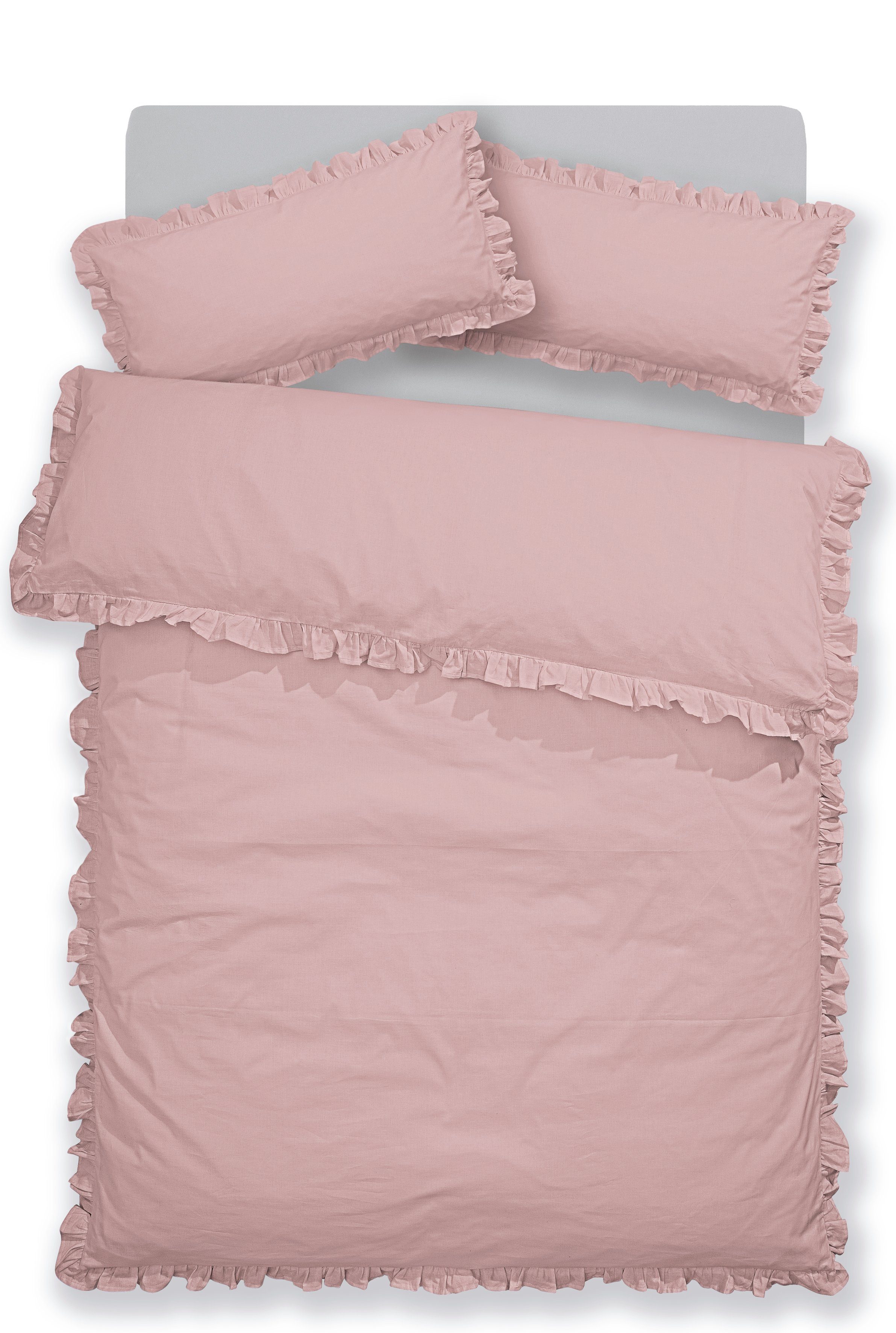 OTTO home Bettwäsche Violetta in Gr. 135x200 oder 155x220 cm, Renforcé, 2 teilig, Bettwäsche aus Baumwolle, romantische Bettwäsche mit Volants – Bild 2 von 5