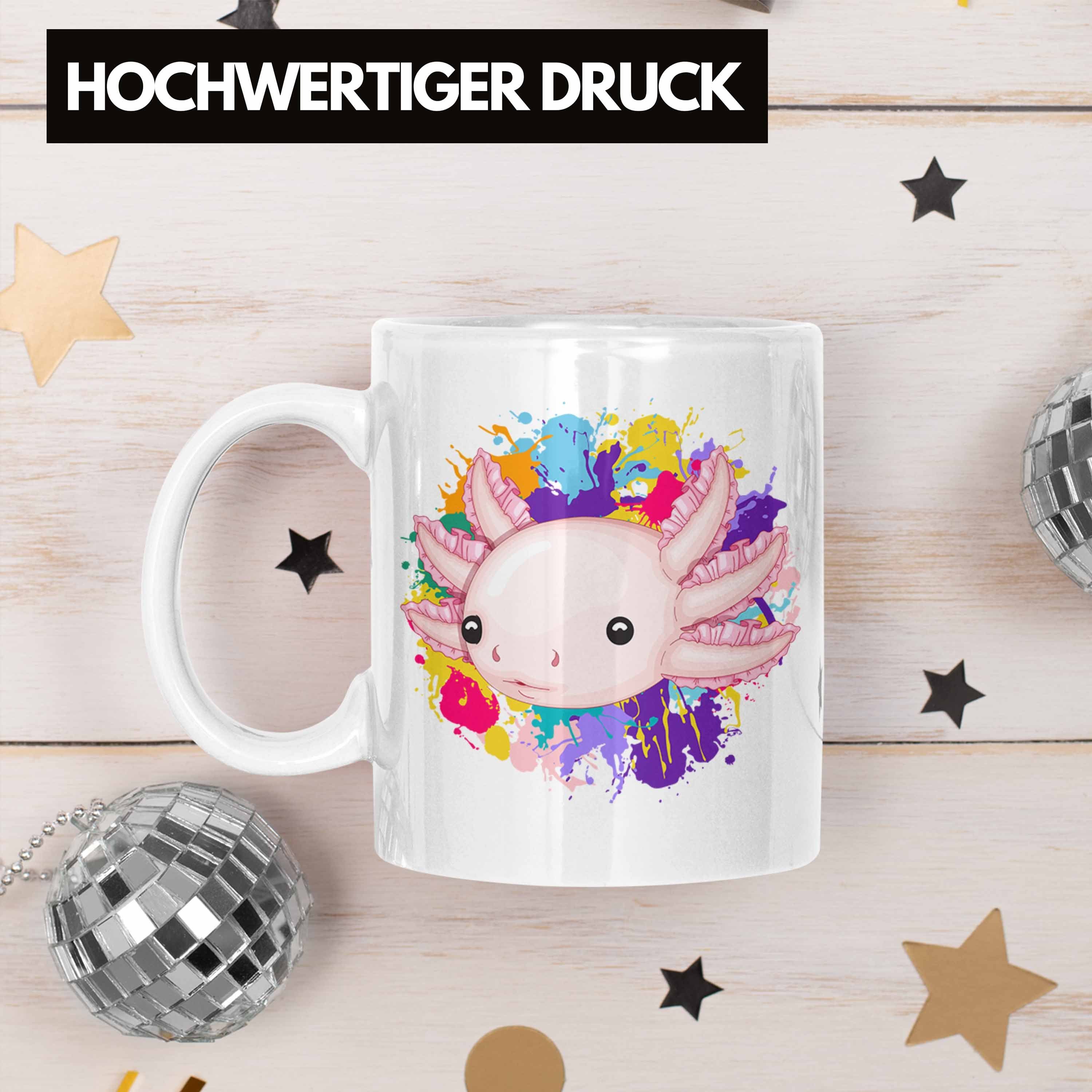 Trendation Tasse Axolotl Tasse Schwanz-Lur für Geschenk Gamer Geschenkidee Weiss Schwanzlurch