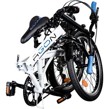 agon® Faltrad Parklane, 6 Gang Shimano Tourney Schaltwerk, Kettenschaltung, 20 Zoll Klapprad 150 - 185 cm mit StVZO Licht Faltrad City Urban Bike