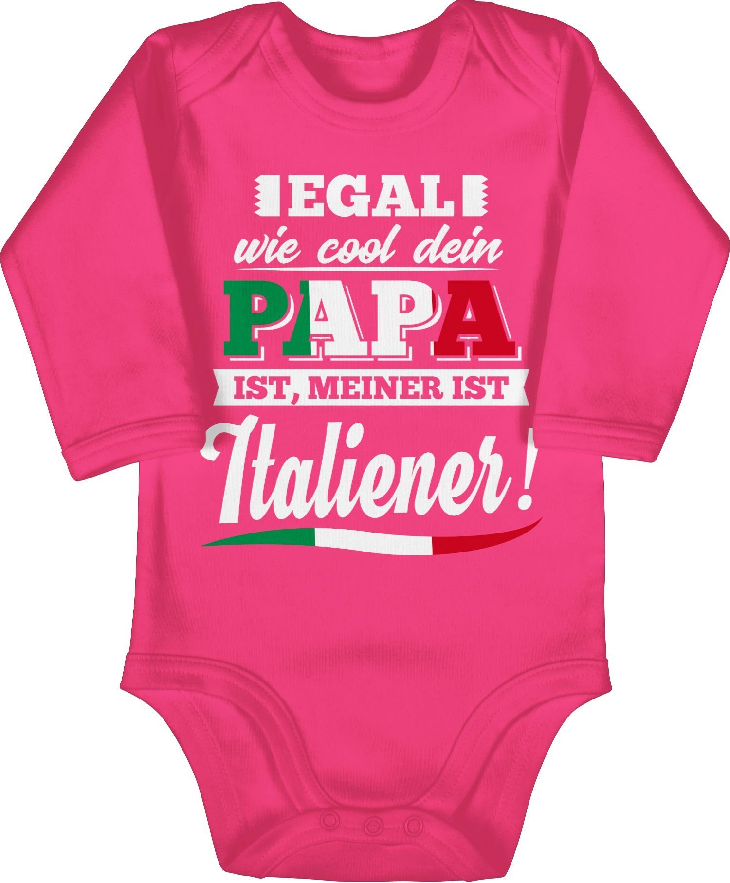 Shirtracer Shirtbody Egal wie Cool dein Papa meiner ist Italiener Sprüche Baby 3 Fuchsia