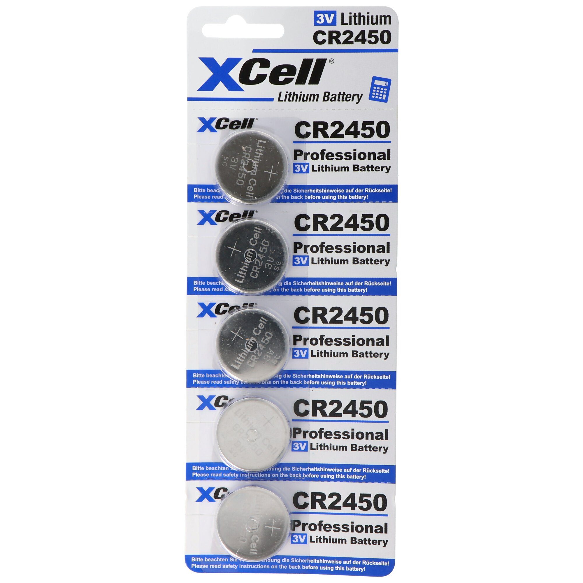 XCell 5er-Sparset CR2450 Lithium Batterie 3V, CR2450 Batterien im praktisch Batterie, (3,0 V)