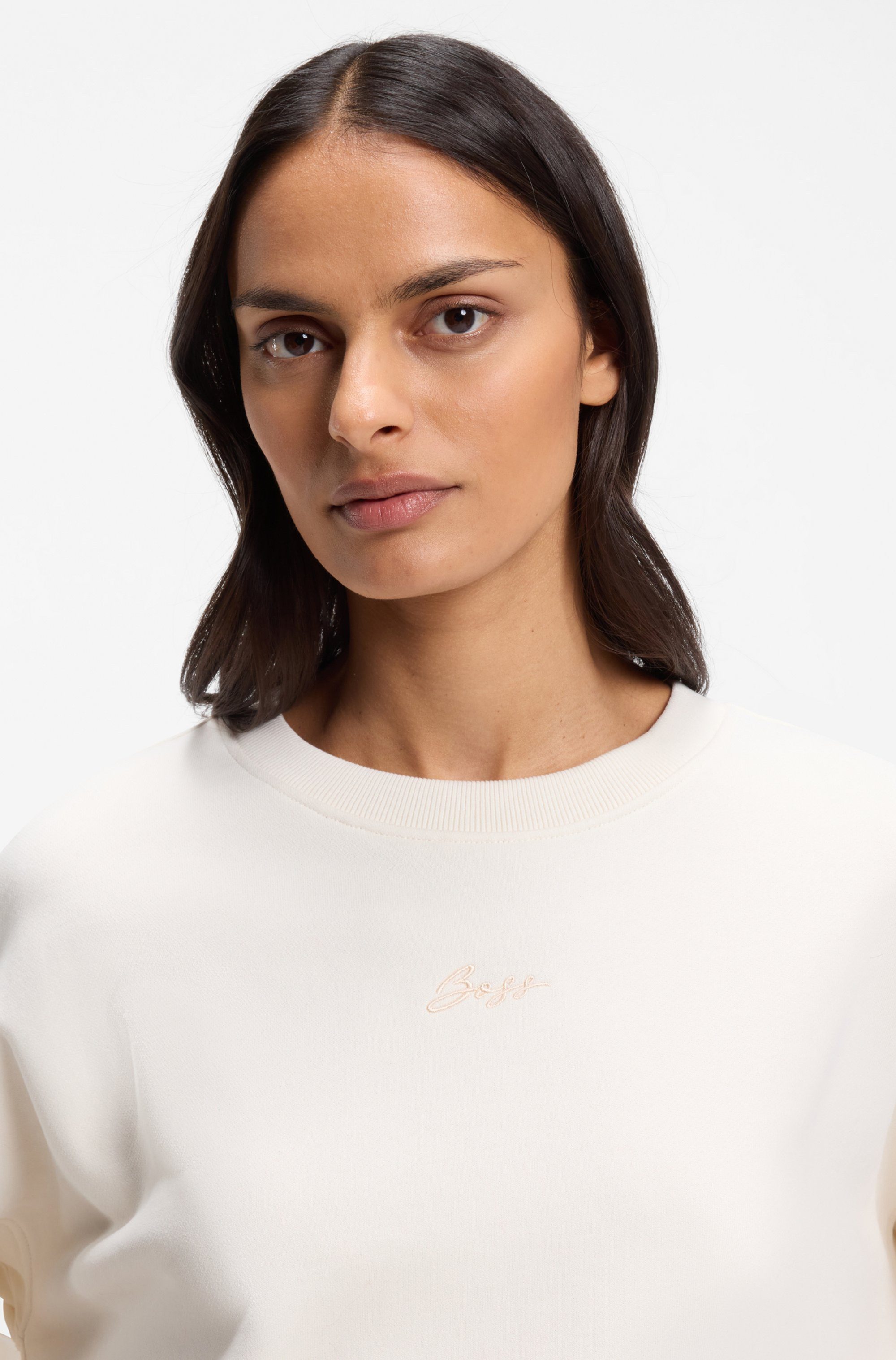 BOSS ORANGE Sweater Ever Premium Damenmode mit Logostickerei, aus Baumwolle – Bild 3 von 5