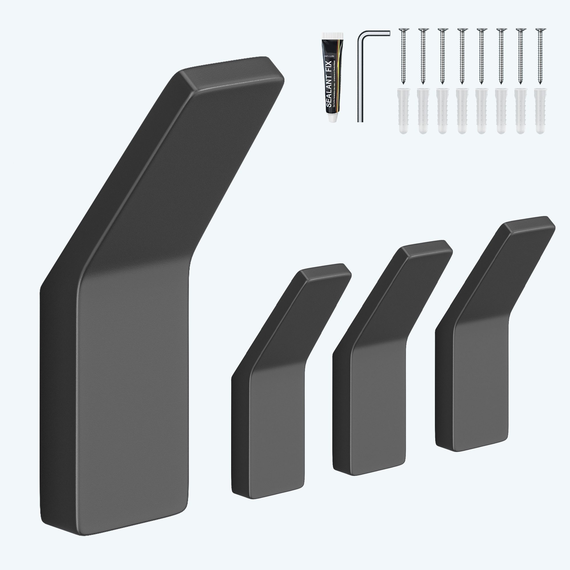 Mai & Mai Wandgarderobe Kleiderhaken Garderobenhaken 4 Stück BxTxH: 24x9x75cm Stalo-13, aus hochwertiger Zinklegierung, Minimalistische Design