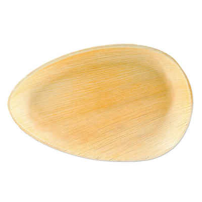 wisefood Einwegteller Palmblatt Teller oval 26 cm tropfenförmig, (25 St)